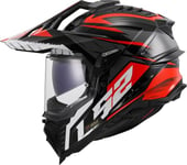 LS2, Casque Moto Cross Explorer Spire Black Titanium Red, L