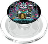 Cyberpunk Maneki Neko, Tech Fortune Cat, Lucky Money Cat PopSockets PopGrip pour MagSafe