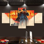 Canvas Painting Pictures Mafia: Definitive Edition Video Game Poster 5 panel artwork Large poster for living room modular Modern Wall Decor Framed 150x80cm Gift idea for friends Ready To Hang