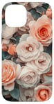 Coque pour iPhone 14 Rose en fleurs complexes - Motif floral pastel