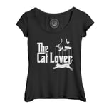 T-Shirt Femme Col Echancré The Cat Lover Le Parrain Parodie Film Chat