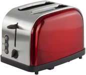 Ossian Electric Legacy Toaster – Traditional 900W Two Slice Stainless Steel Small Home Kitchen Appliance with Glossy Metallic Colour Finish and 6 Settings, Reheat Defrost Cancel Functions (Ruby)