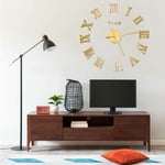 Inlife - Horloge murale 3D Design moderne Doré 100 cm xxl