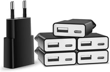 6pack Chargeur Usb 5v/1a 2port Mini Usb Mural Chargeur Secteur Usb Adaptateur De Prise Universel Compatible Avec Iphone Apple, Samsung, Nexus, Nokia, Huawei, Xiaomi, Htc, Sony, Lg [Cdq090405]