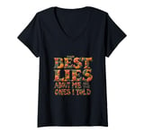 Womens THE BEST LIES ABOUT ME ARE THE ONES I TOLD Floral V-Neck T-Shirt