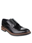 Base London Woburn Brogue Shoe - Black, Black, Size 9, Men