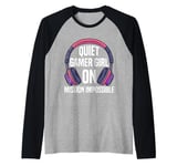 Gamers QUIET GAMER GIRL ON MISSION IMPOSSIBLE Girls Raglan Baseball Tee