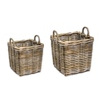 Wicker Log Basket Square S/2 45x50, 40x35cm