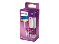 Philips - Led-Glödlampa Med Filament - Form: B35 - Klar Finish - E14 - 2 W (Motsvarande 25 W) - Klass E - Varmt Vitt Ljus - 2700 K - Transparent