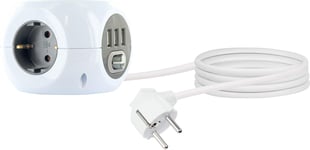 661507 Cube De Prises Triple Multiprise Prise Multifonctions Schuko (Max. 3680W) 3X Port Usb (2,4A) Prise Multiple Interrupteur Marche/Arrêt Câble De 1,4 M