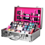 Envie Dawn Till Dusk Make Up Large Storage 54 Piece Vanity Case Set, Silver