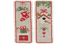 Vervaco De Point De Croix Compté Marque-Page DIY (lot de 2) MOTIFS DE NOEL Kit Complet Loisir Créatif Adulte Cadeau De Lecture Broderie Débutant ca. 6 x 20 cm Cross Stitch