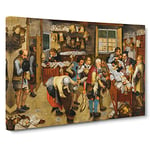 The Country Brawl By Pieter Bruegel The Elder Classic Painting Canvas Wall Art Print Ready to Hang, Framed Picture for Living Room Bedroom Home Office Décor, 20x14 Inch (50x35 cm)