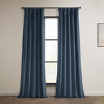 HPD Half Price Drapes Heritage Rideaux occultants en Velours Pelucheux pour Chambre à Coucher et Salon - 1 Panneau - 127 x 213 cm - Bleu londonien