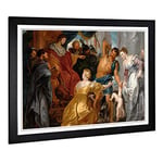 Big Box Art Framed Print of Peter Paul Rubens The First Book of Kings in The Bible Design | Wall Art Picture| Home Decor for Living Room, Bedroom, Office, Black, A2 / 24.5x18 Inch / 62x45cm