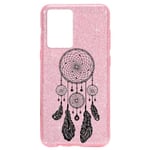 Coque Iphone 12 MINI paillettes rose Dreamcatcher noir