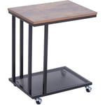 Homcom - Table basse table d'appoint Vintage style industriel étagère acier noir mdf coloris boisé