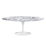 Knoll - Saarinen Oval Table - Matbord, 198 x 121 cm, Vitt underrede, skiva i glansig vit Arabescato marmor - Spisebord - Eero Saarinen - Hvit - Metall/Stein