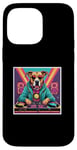 Coque pour iPhone 14 Pro Max Tourne-disque DJ musique chien mixage vinyles fête graphique