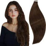 RUNATURE Extension Adhesive Cheveux Naturel Chatain Clair 10 Pouces/25cm 20Pcs Extension Adhesive Cheveux Naturel Marron Invisible Extension Adhesive Cheveux Humain Brun #4 30g