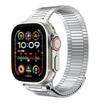 LULULOOK Bracelet en Acier INOX pour Apple Watch, Magnétique Boucle, Léger, Bracelet pour Apple Watch Femme, Hommes, Bracelet pour Apple Watch Ultra 2, Série 10 9 8 7 SE, 49mm 46mm 45mm 44mm (Argent)