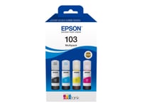 Epson 103 Multipack - 4 Förpackningar - Svart, Gul, Cyan, Magenta - Original - Refill - För Epson L1210, L3210, L3211, L3251, L3256, L3260, L3266  Ecotank L1250, L3210, L3250, L3260