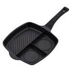 Innovacook 3-Section Grill & Griddle Pan 28cm, Long Lasting Pan, Innovative Cookware, Double Layer Coating Pan, Suitable for All Cooking hobs, Black