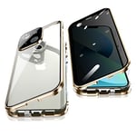 Jonwelsy Anti Peeping Case for iPhone 13 (6.1"), 360 Degree Front and Back Privacy Tempered Glass Cover, Anti SPY Screen, Anti Peep Magnetic Adsorption Metal Bumper for iPhone 13 (Gold)