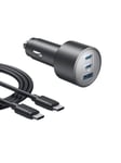 Anker Car Charger (167.5W 3 Ports) with cable bundle - Grey