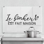 Image en verre Cuisine Protection murale Cuisinière Transparent Le bonheur est fait maison 80x60 cm - noir