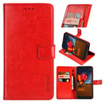 Samsung Galaxy A15 5G Premium Leather Wallet Case [Card Slots] [Kickstand] [Magnetic Buckle] Flip Folio Cover for Samsung Galaxy A15 5G Smartphone(Red)