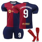 24-25 Lewandowski 9 Barcelona Hemma Team Fotboll Kits Uniform Träningströjor Kids 28(150-160cm)