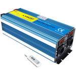 LVYUAN Convertisseur 24V 220V 4000W/8000W Pur Sinus Onduleur Transformateur-2 Prises EU AC, USB, Télécommande sans Fil et écran LED pour Les systèmes Solaire, Voiture, Camping, Voyage