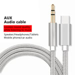 Aux-kabel typ C USB-C till 3,5 mm uttag för mobiltelefontillbehör Silver