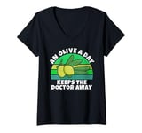 Womens An Olive a Day Keeps the Doctor Away Olive Lover V-Neck T-Shirt