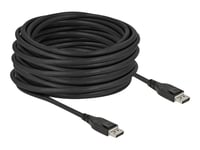 Delock - Displayport-Kabel - Displayport (Hann) Til Displayport (Hann) - Displayport 1.4 - 15 M - Aktiv, 8 K 60 Hz (7680 X 4320) Støtte, 5 K 120 Hz (5120 X 2880) Støtte, 4 K 240 Hz (3840 X 2160) Støtte - Svart