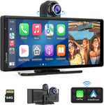 W903 Portable Sans Fil Carplay&Android Auto Avec Dash Cam-Ecran Hd Ips 9,3,Camera Avant 4K,Enregistrement En Boucle,Bluetooth,Mirror Link,Gps,Siri,Monte Tableau Bord