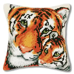 VERVACO Point De Croix Kit Coussin Complet avec Dos TIGRE Décoration Manuelle Broderie Kit Adulte Art Créatif Cadeau DIY Cross Stitch Embroidery ca. 40 x 40 cm Cross Stitch Embroidery