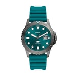 Montre Homme FOSSIL BLUE FS5995 Silicone Vert Eau Sub 100mt