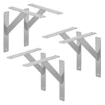 6x Support Etagere murale fixation flottante aluminium argent