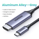 Straight Alu-alloy 1,5m UGREEN-Câble USB Type-C vers HDMI 4K pour iPhone 15, convertisseur TV, MacPleAir, iPad, Samsung Pixelbook XPS, adaptateur HDMI ""Nipseyteko