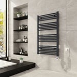 Sèche-serviette électrique Radiateur Anthracite 500W, Sèche-serviettes Électrique 100x60cm, avec lcd Affichage chauffé élément - Meykoers