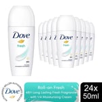 Dove Fresh Roll On AntiPerspirant up to 48H of Sweat & Odour Protection, 24x50ml