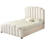 Lit adulte 160x200 cm pepper velours Beige cloûté sommier inclus