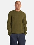 Timberland Lambwool Cable Crew Jumper, Dark Olive