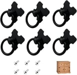 6 Pcs Noir Poignee de Meuble Vintage, Tiroir Bague Poignée de Traction, Poignées de Tirage Antique, Bouton de Meuble pour Cuisine Armoire Placard Commode Porte