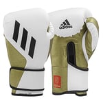 adidas Gants de Boxe Speed Tilt 350 Velcro – 16 oz – Couleur : Blanc/doré – avec Technologie innovante Tilt® – Les Premiers Gants de Boxe 100% fabriqués de manière Durable en Cuir de Cactus