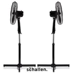 2 x Schallen Black 16" Electric Oscillating Floor Standing Tall Pedestal Air Fan