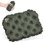 IEEILULU Coussin Gonflable Camping, Coussin Gonflable Exterieur, Coussin D'assise Gonflable avec Sac de Rangement pour Camping, Extérieur, Backpacking, Voiture, Avion, Plage, Résistant à l'ea (Vert)