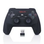 Redragon HARROW (G808) Manette de jeu sans fil avec double vibration pour Windows PC, PS3, Playstation, Android, Xbox 360 Noir